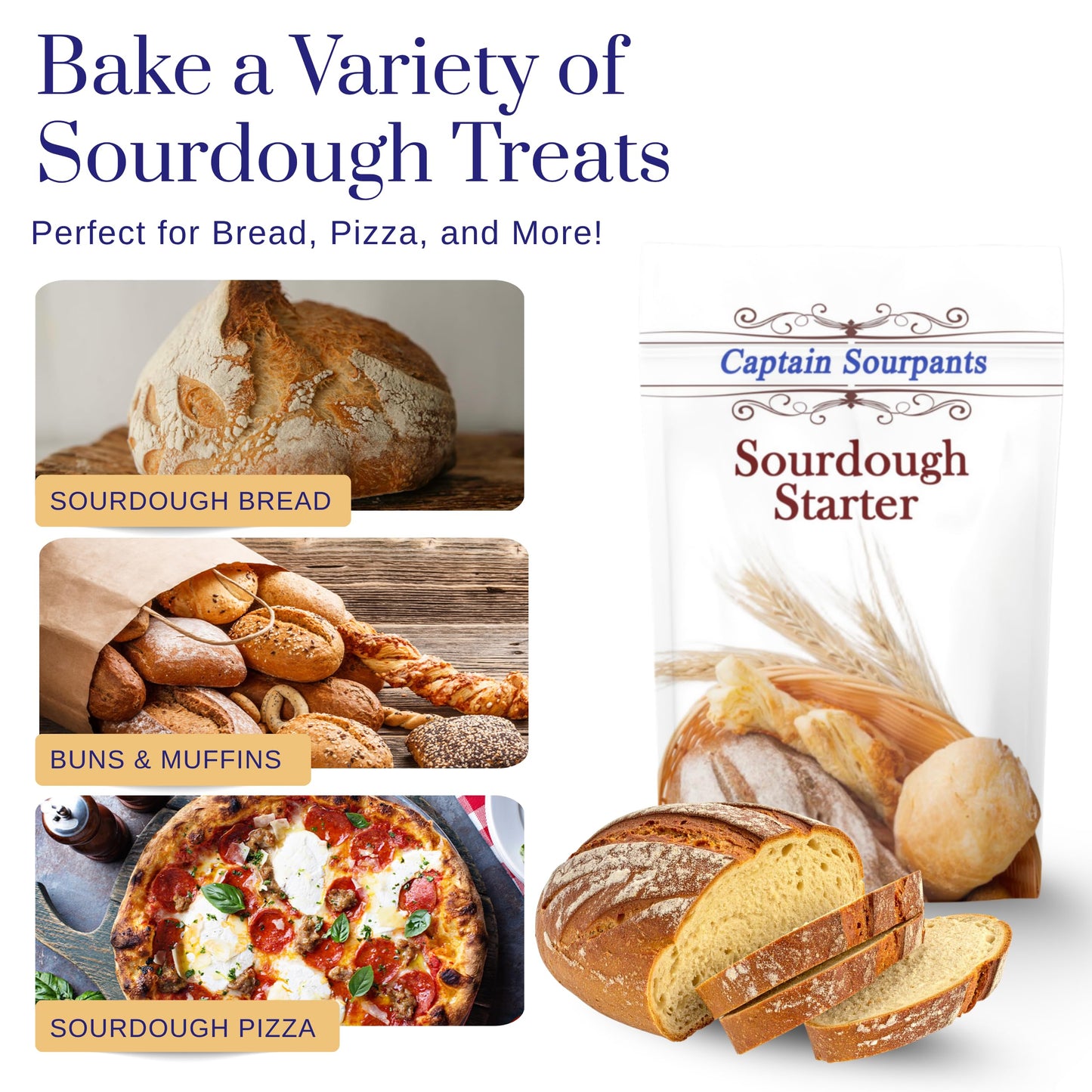 Mature Sourdough Starter Culture – 100+ Years Old Dehydrated Sourdough Starter Kit for Delicious Homemade Sourdough Bread – All-Natural and Healthy - Beginner Friendly, Fast reactivation and Expert Support
