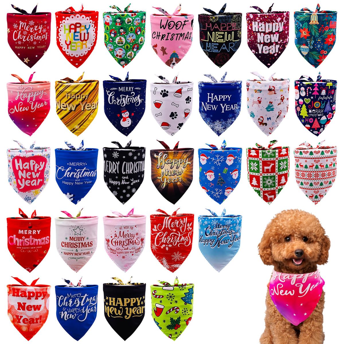 Pai Sence Pride Day Dog Bandanas Bulk for Small Dogs Sewn Edges 18" 30Pcs S