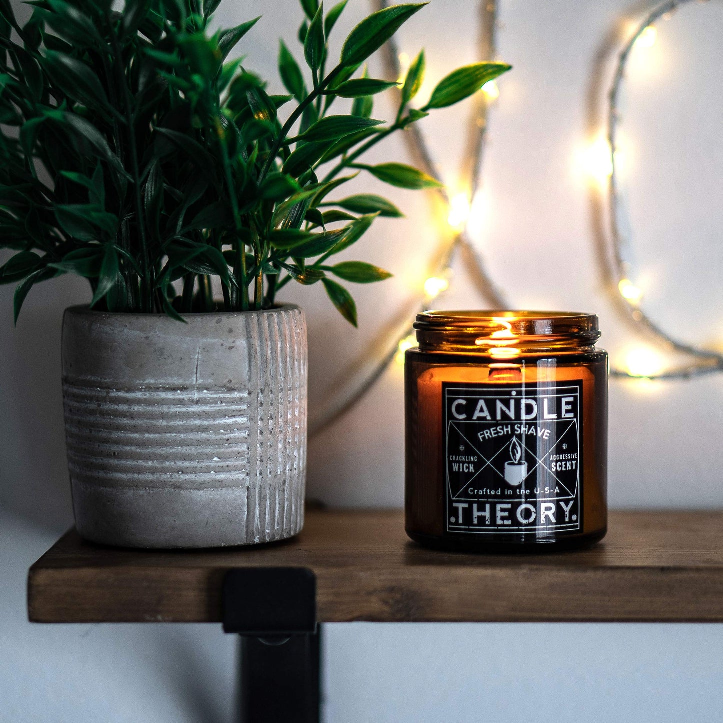 Candle Theory Man Cave Stuff Men 4oz Candles Set of 3, Crackling Woodwick Masculine Scent, Warm Tobacco Cigar, Smoked Suede, Fresh Shave
