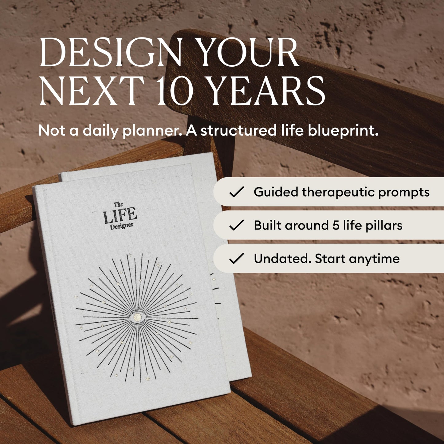 Intelligent Change Life Designer Journal – Guided Life Planner for Goal Setting & Self Reflection – Undated 10 Year Vision Book for Personal Growth & Mindfulness – Natural Cotton Hardcover