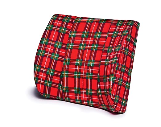 Graham-Field DM80R Lumex Lumbar Support Pillow for Cars and Office Chairs, Decorative Red Plaid