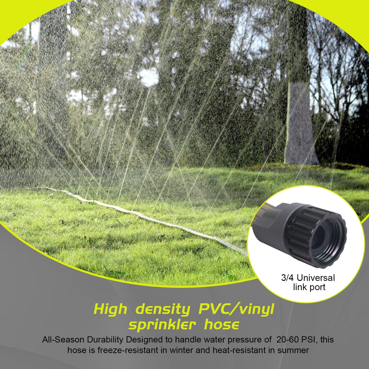 Hopegiver Sprinkler Soaker Hose 50 ft 2-Pack Yard Sprinkler Hose 100 ft for Lawn Water Saving with Stakes, Drip Irrigation Hoses Garden Watering System(Grey,50 ft 2-Pack)