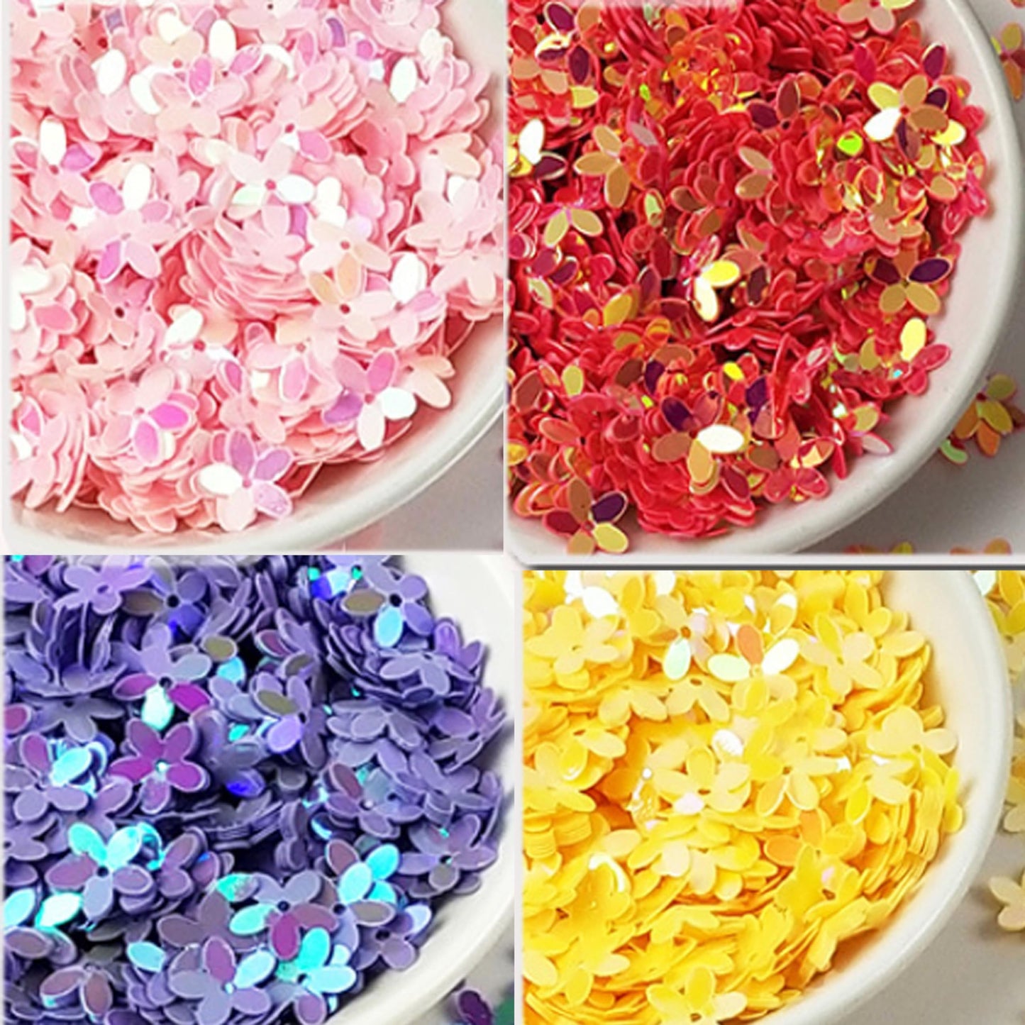 Carykon 3200pcs of 10mm Five Leaf Flower Glitters in 18 Colors Mixed Packaging, Flower Glitters Crafts