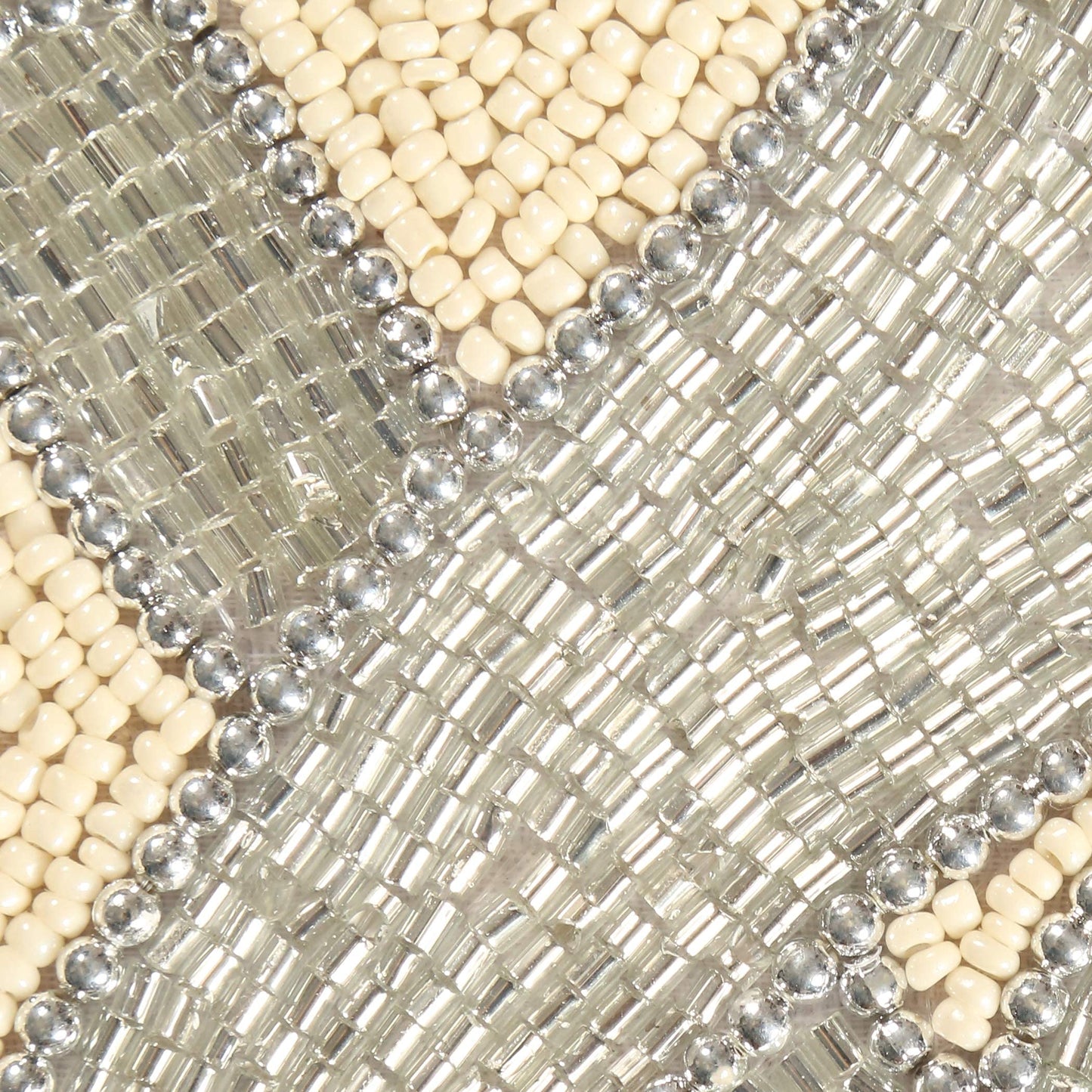 Lightnpro Beaded Table Runner Elegant Infinity Design - Handmade Glitz Table Décor for Weddings, Parties, Holidays, Gifting & Everyday Use - Decorative Centerpiece Accent - 13x36 Inch - Silver Ivory