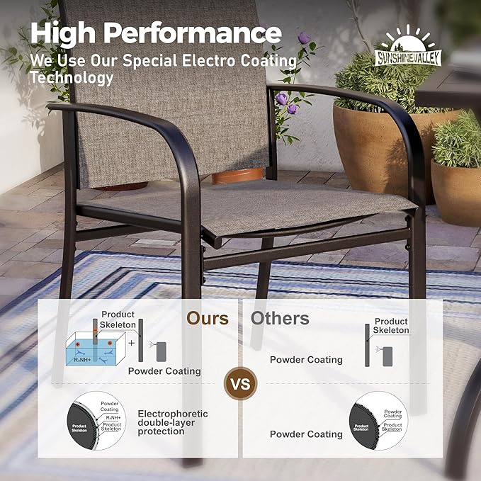 9 Piece Patio Dining Set for 8, Rectangular Extendable Dining Table, 8 Metal Brown Chairs, Outdoor Table and Chairs Set for Lawn Backyard and Deck