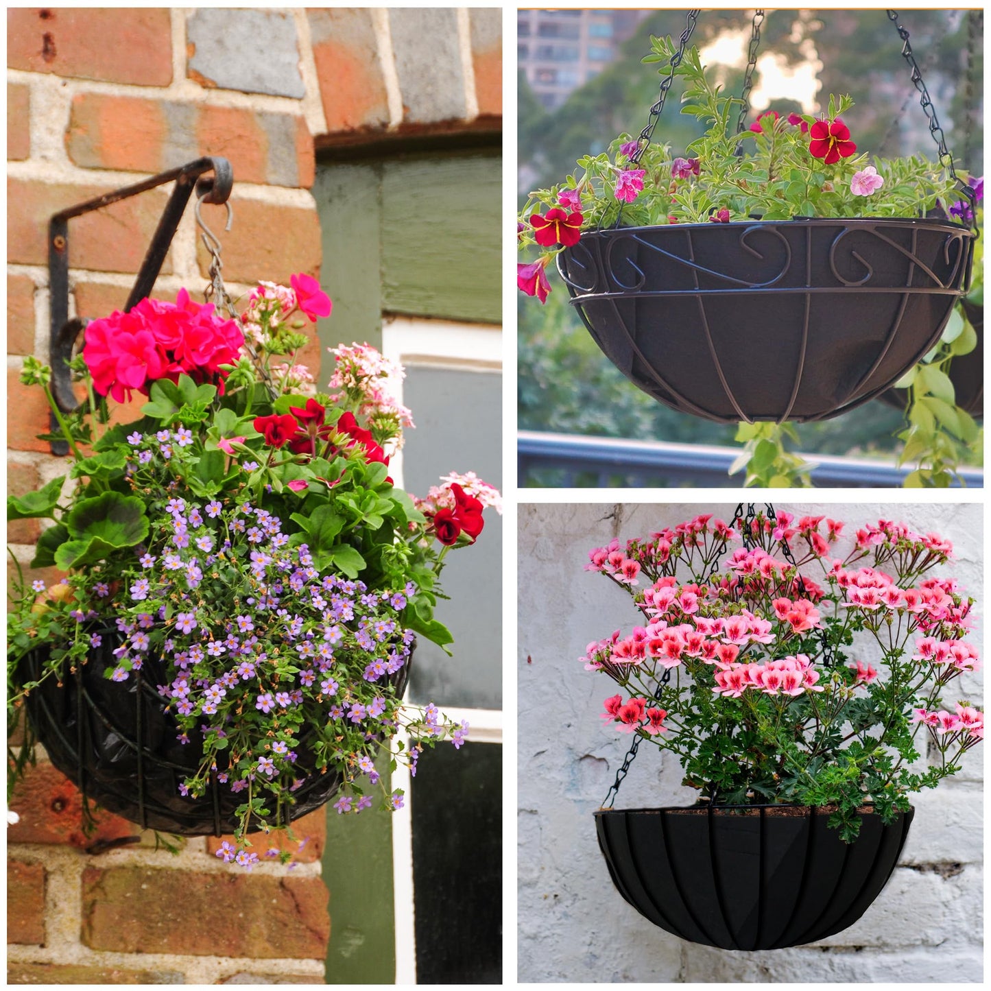Sumloty 8 Pack 12 Inch Fabric Planter Basket Liner- Felt Flower Pot Liners Replacement Coco Fiber Liner for Hanging Basket Flowers Round Hanging Basket Liners Prevent Birds from Nesting