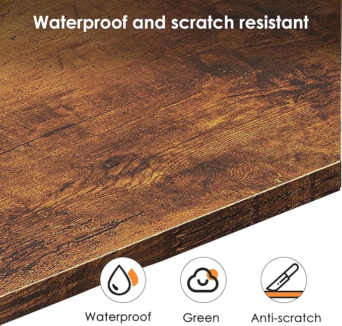 Need Computer Desk, 47 inch Home Office Desk, Modern Simple Style Home Office Gaming Desk, Basic Writing Table for Study Student, Black Metal Frame, Rustic Brown