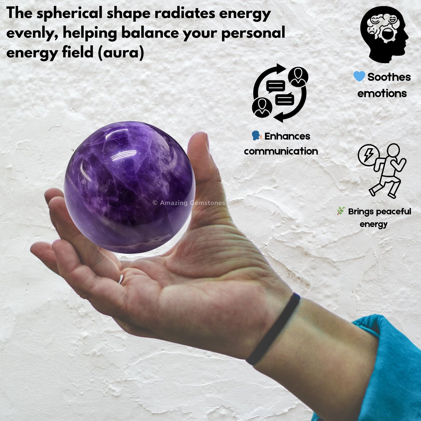 Amazing Gemstone Amethyst Crystal Ball with Stand - 2" Inches Crystal Sphere Meditation Balls for Witchcraft and Decorative Balls