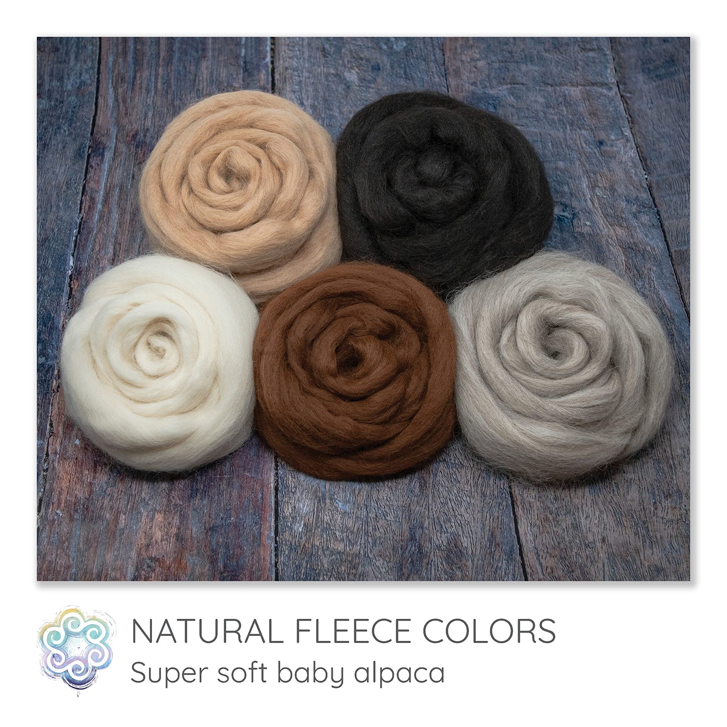 Baby Alpaca Fiber for Spinning, Blending, Felting & Dyeing. Natural Combed Top Roving, Grey.
