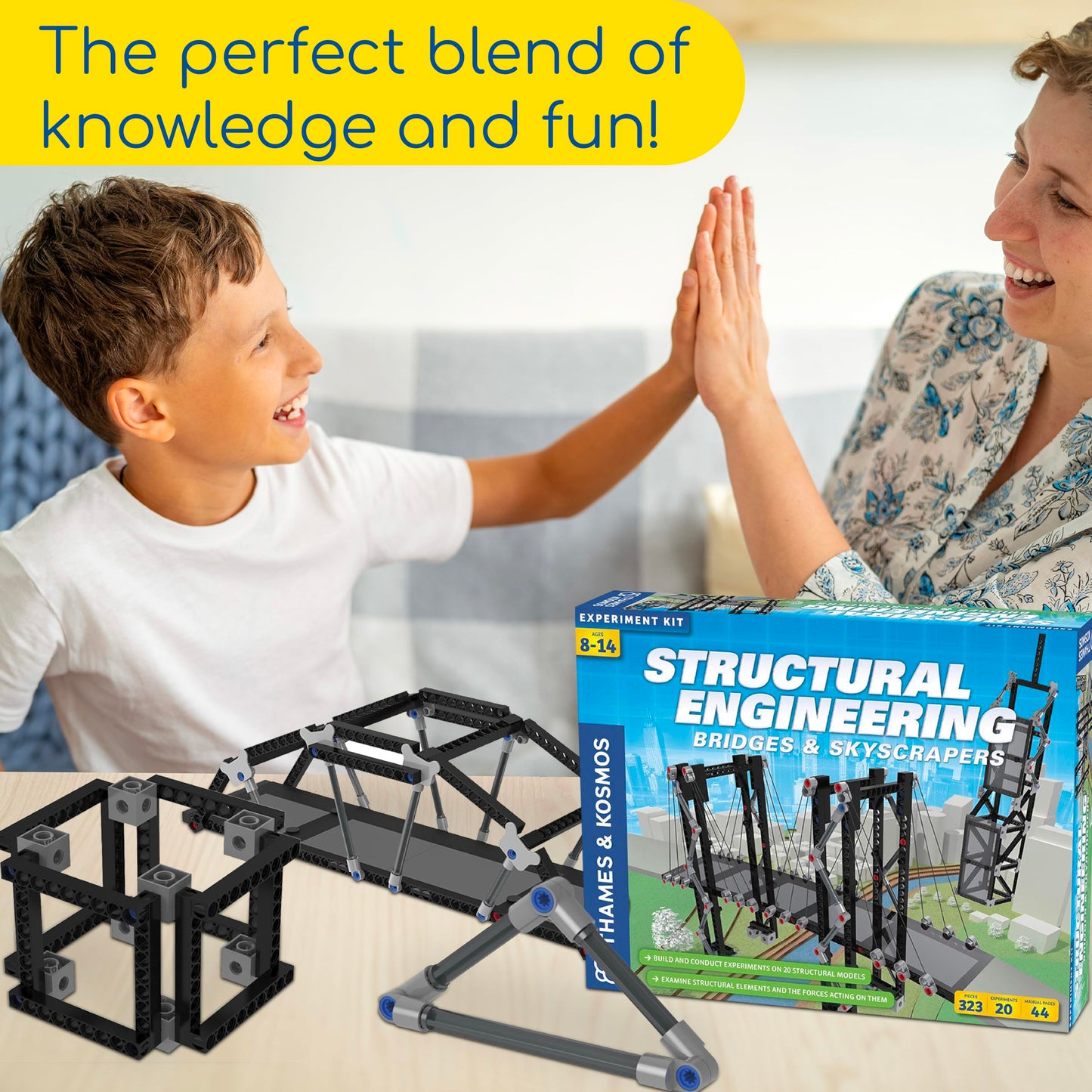 Thames & Kosmos | Structural Engineering: Bridges & Skyscrapers | Science & Engineering Kit | Build 20 Models | Learn about Force, Load, Compression, Tension | Parents' Choice Gold Award Winner, Blue