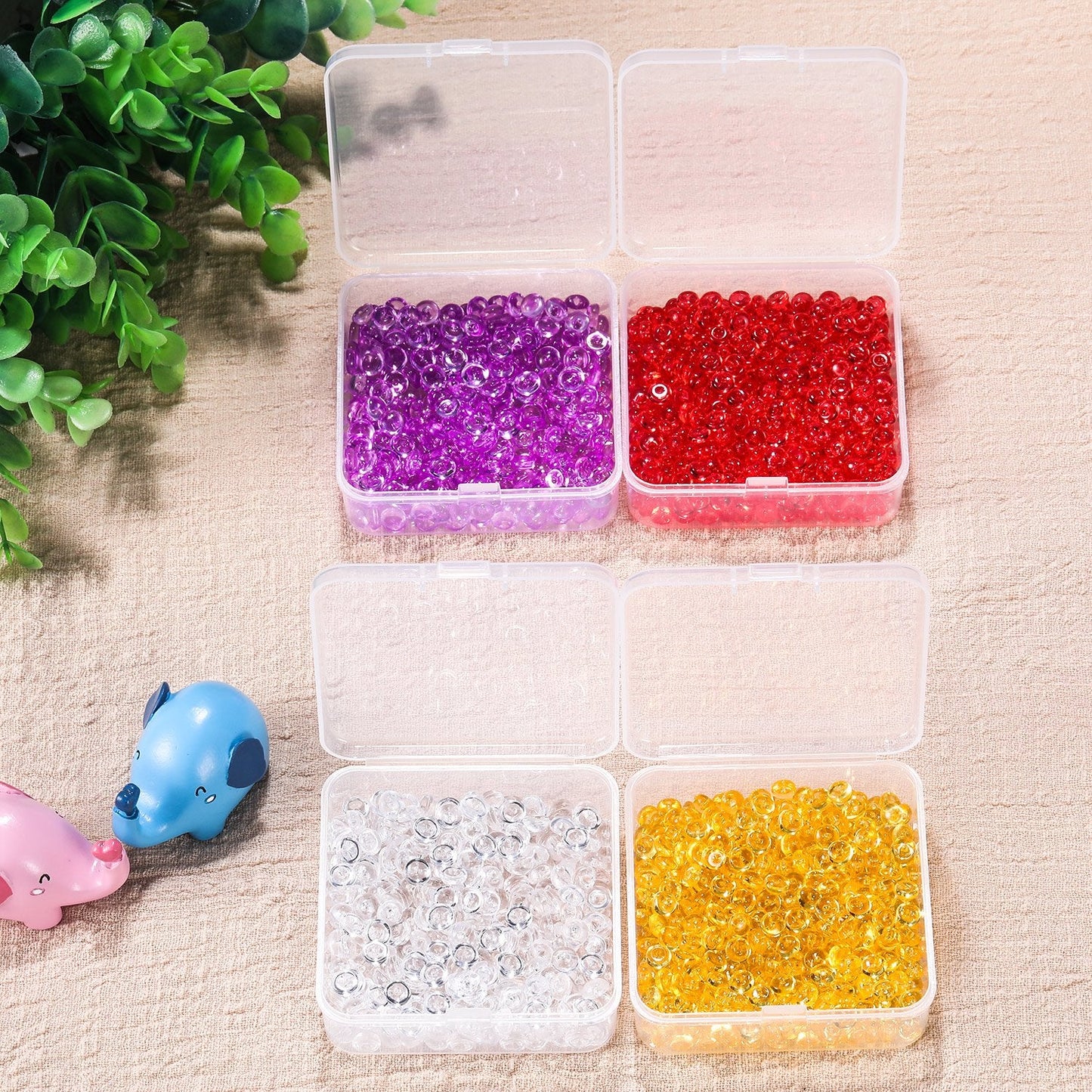 SATINIOR 12 Pack Beads Organizer Box Clear Plastic Beads Storage Containers Box with Hinged Lid for Bracelet Making DIY Jewelry Craft Nail (3.70 x 3.70 x 1.18 Inch)