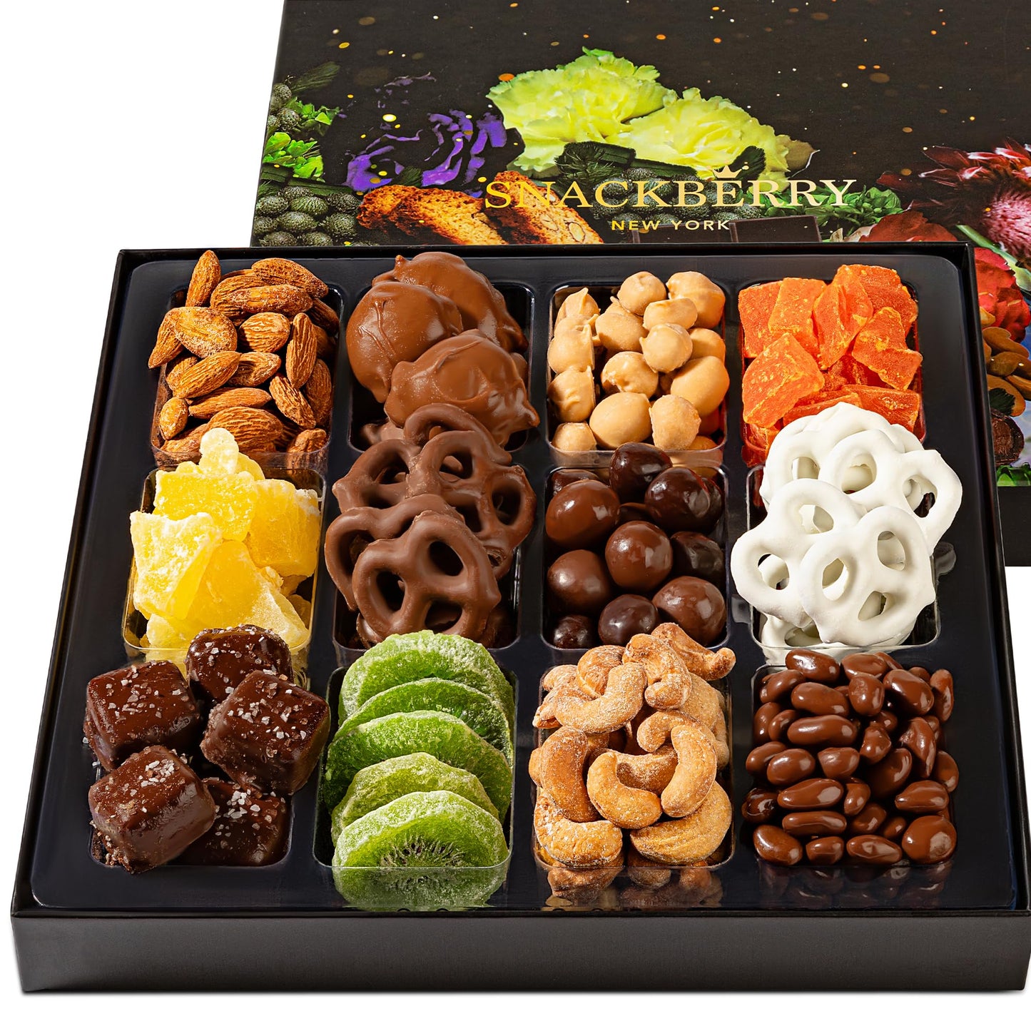 Premium Chocolate & Dried Fruit Gift Box – Gourmet Chocolate-Covered Treats & Dried Fruit Sampler – Great for Holidays, Birthdays, & Special Occasions