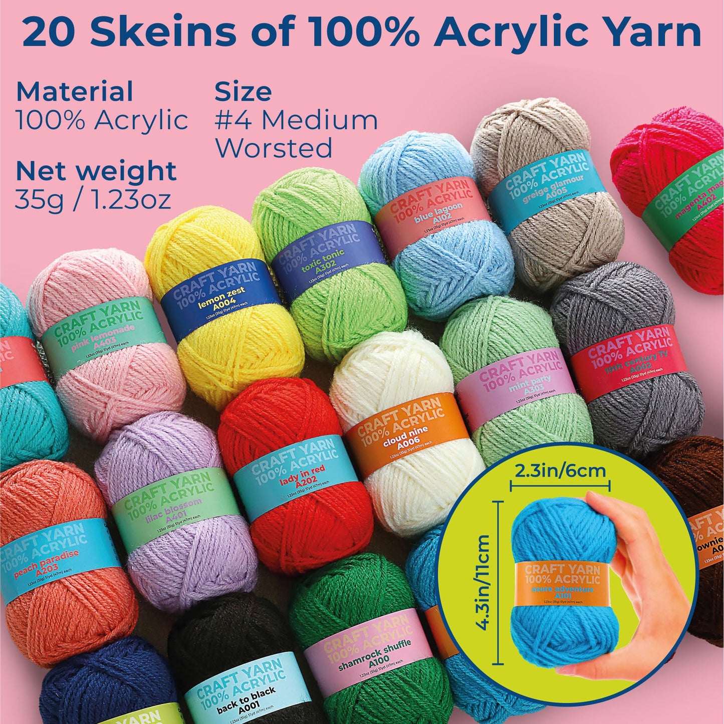 Craftwiz Learn to Crochet Kit for Beginners Adults – Complete Beginner Set with 20 Yarn Skeins, 9 Hooks, Organizer Bag & Book – Perfect Crochet Starter Kit for Adults & Teens