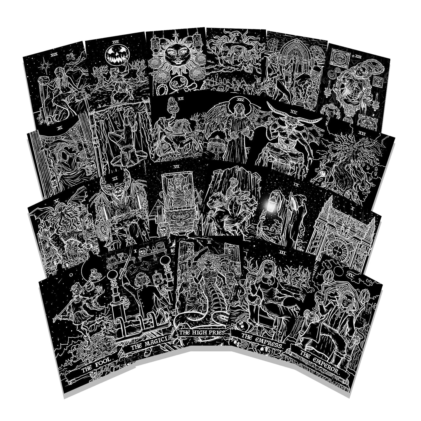 Terror Tarot Card Sticker Pack - Gothic Halloween Horror Stickers (Shadow Edition)