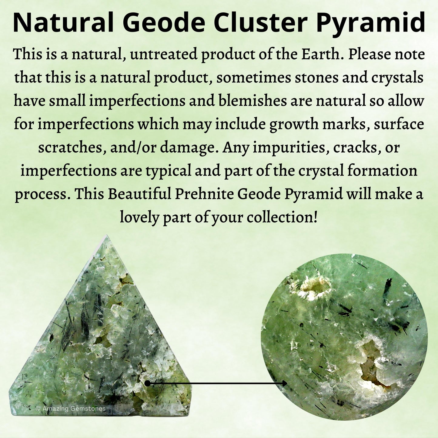 Prehnite Pyramid Crystal Healing Stones - 1.5" Great Pyramid Figurine of Natural Stone Pyramid for Meditation, Reiki, Chakra Balancing and Crystal Pyramids Grid