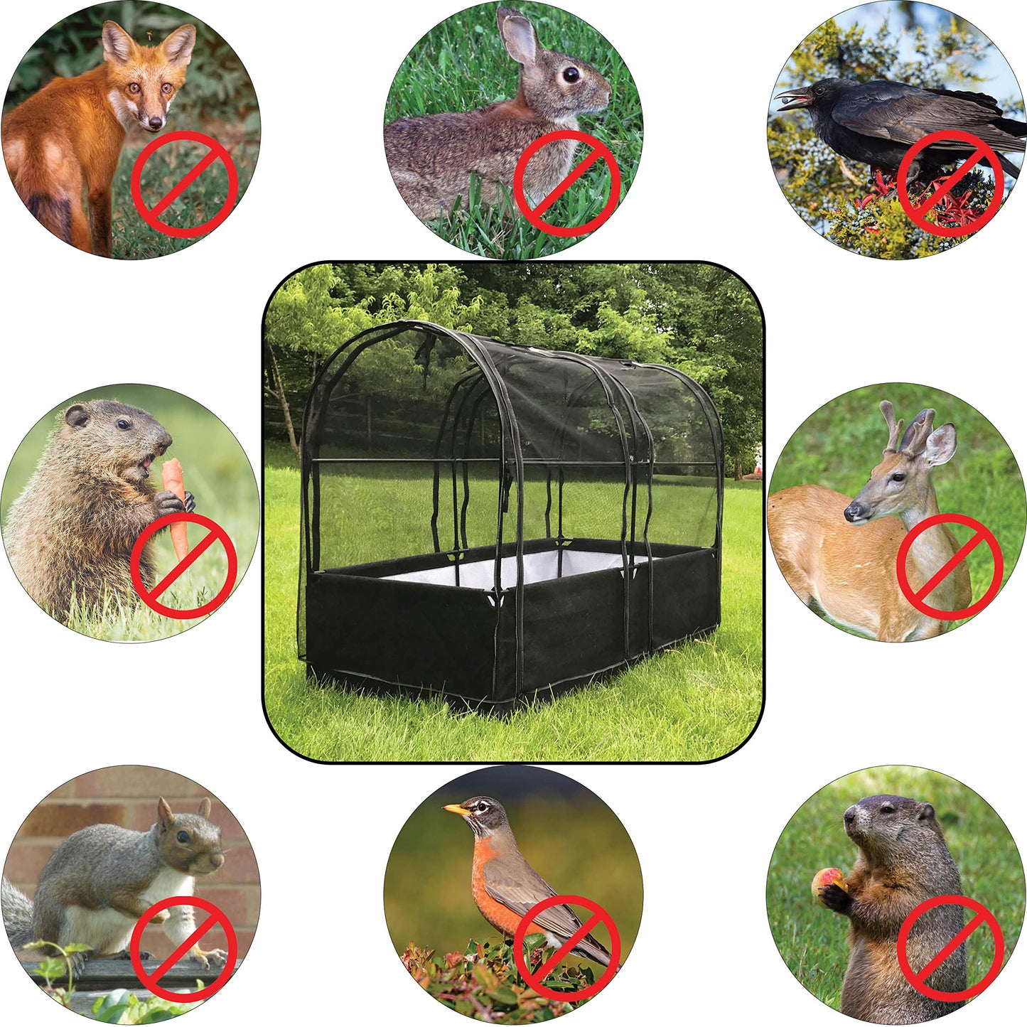 SIMPO 3-in-1 Garden System: Fabric Raised Garden Bed + Greenhouse Cover + Protective Net (36” x 72” x 53”)