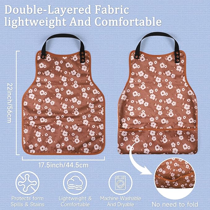 Adult Bibs-3 Pcs Washable Clothing Protector with Upgraded Crumb Catcher