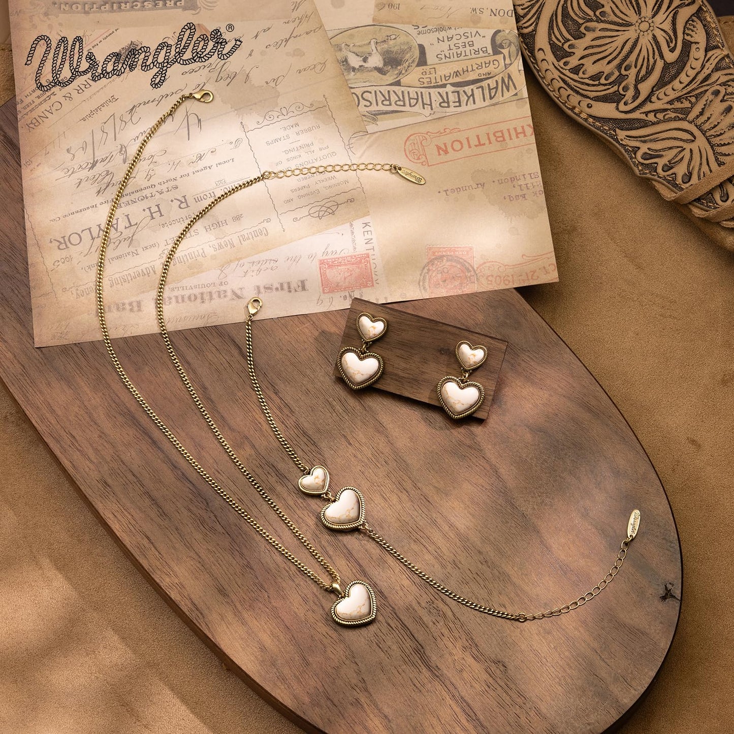Montana West Wrangler Heart Turquoise Pendant Necklace for Women Western Gold Plated Cowgirl Cowboy Classic Trendy Jewelry AR-WNS-HT-1118GBG
