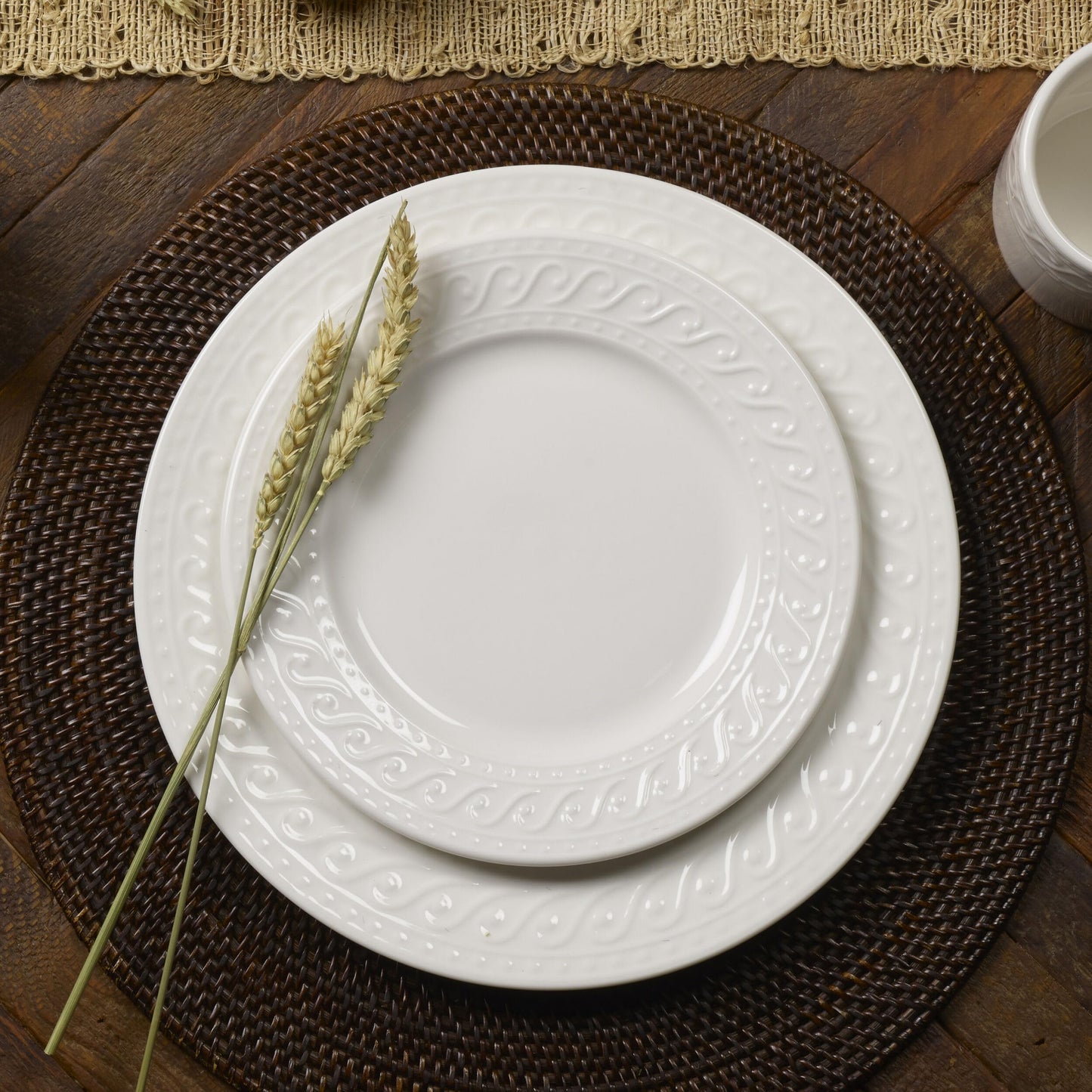 Pfaltzgraff Sylvia 32-Piece White Dinnerware Set, Service for 8, Durable Stoneware Plates, Bowls, and Mugs, Microwave and Dishwasher Safe