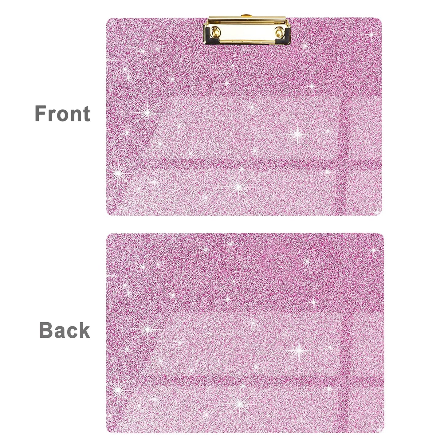 Glitter Acrylic Clipboard Horizontal, A4 Letter Standard Size, Cute Clipboards with Low Profile Clip for Drawing, Office Art Supplies - Warm Pink（9" x 12.5"）