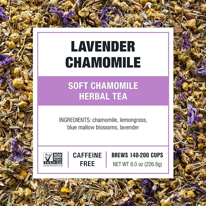 Tiesta Tea - Lavender Chamomile Herbal Tea, Loose Leaf, Calming Blend with Chamomile and Lavender, Caffeine-Free Herbal, Great for Hot or Iced Brews, Resealable Bulk Pouch, 200 Cups, 8 Ounce