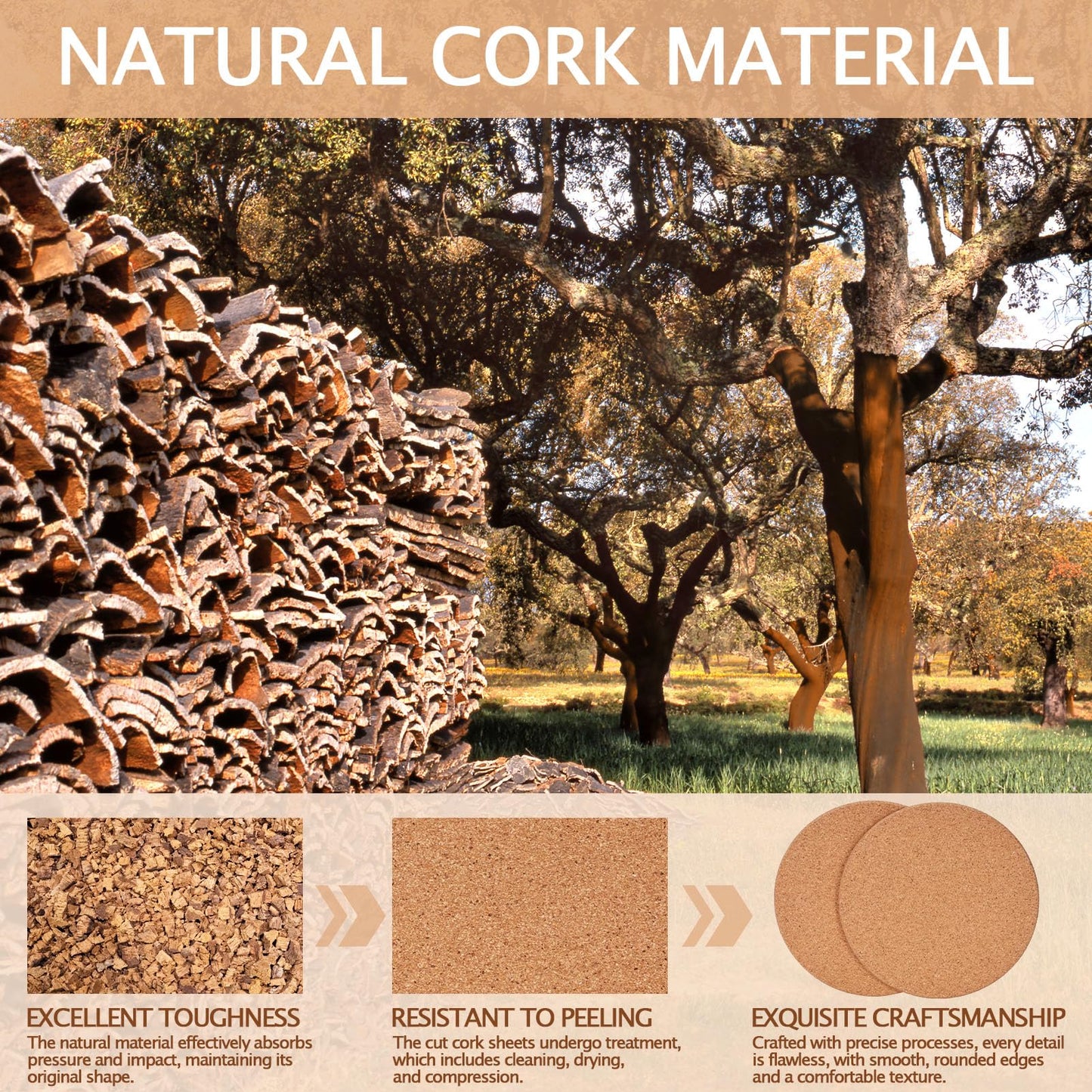 60 PCS Cork Coasters for Laser Engraving, GOH DODD Thicken Absorbent Mats Blank Coasters Bulk Tabletop Protection Plant Saucers for Drinks Wood Burning Arts Crafts DIY Resin Gifts, 4 Inch, Round