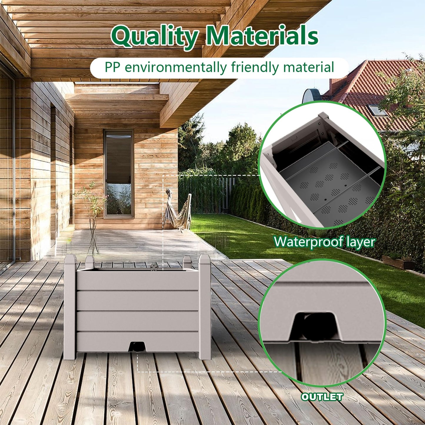 EasyUp Horticulture Garden Bed, Divisible Resin Planter Box for Backyard, Patio, Balcony, with 4 Legs(Gray,43.31 * 17.72 * 12.6)