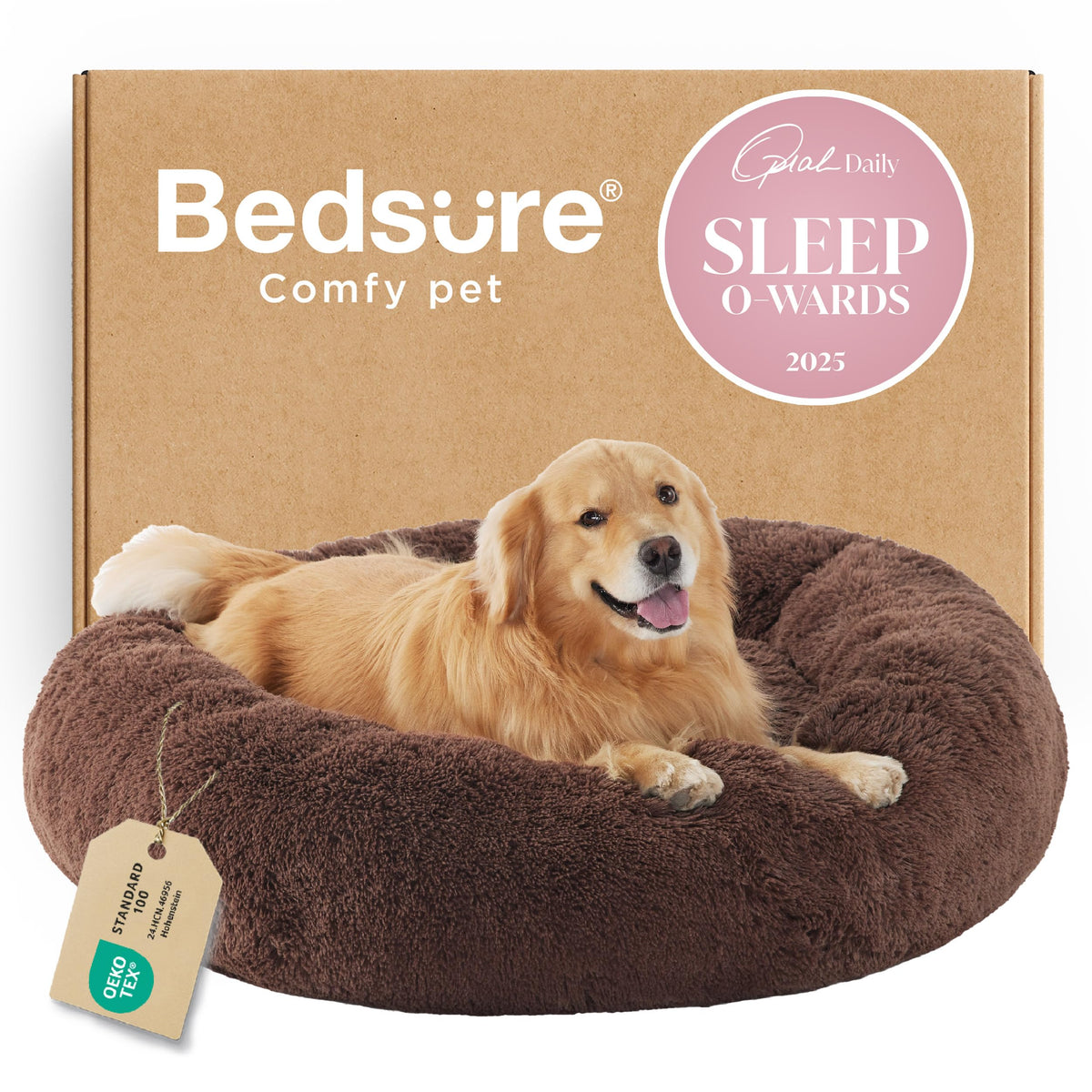 Bedsure Calming Small Medium Dog Bed Donut Washable Puppy Bed,27ins Black