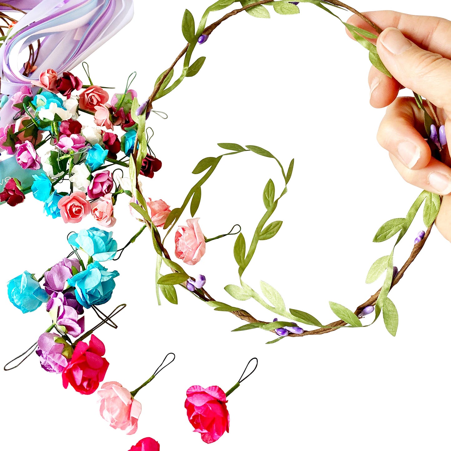 Hapinest Make Your Own Flower Crown Kit & Bracelet Craft Kit for Girls Ages 6 Years and Up