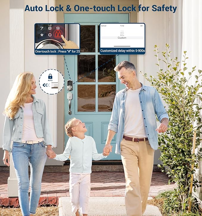 Veise VE06 Smart Deadbolt with App Control, Keyless Entry Smart Lock for Front Door, Electronic Digital Door Lock with Code, Easy Install, Satin Nickel