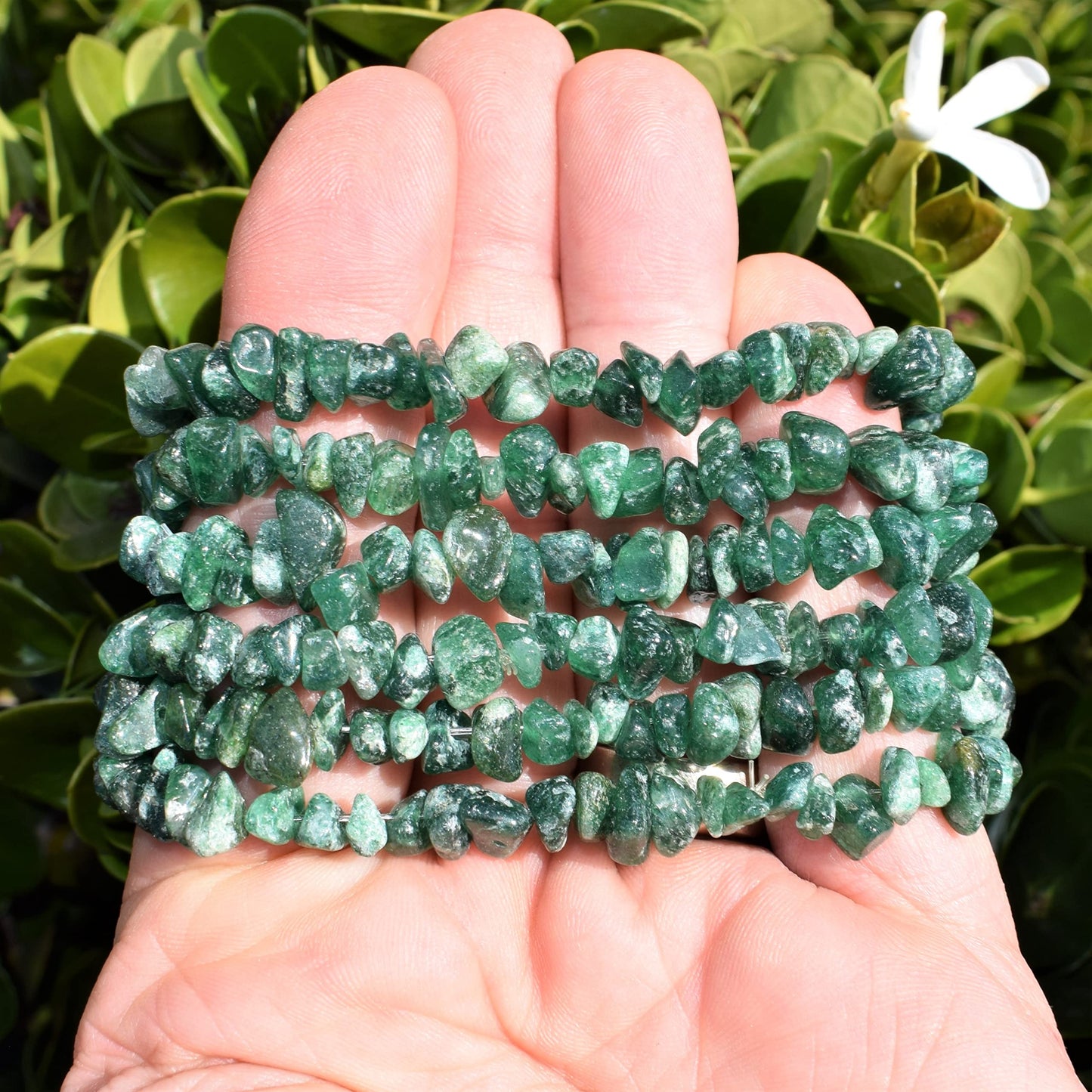 Zenergy Gems Charged Premium Natural Crystal Chip Bead Bracelet + Moroccan Selenite Charging Crystal [Included]