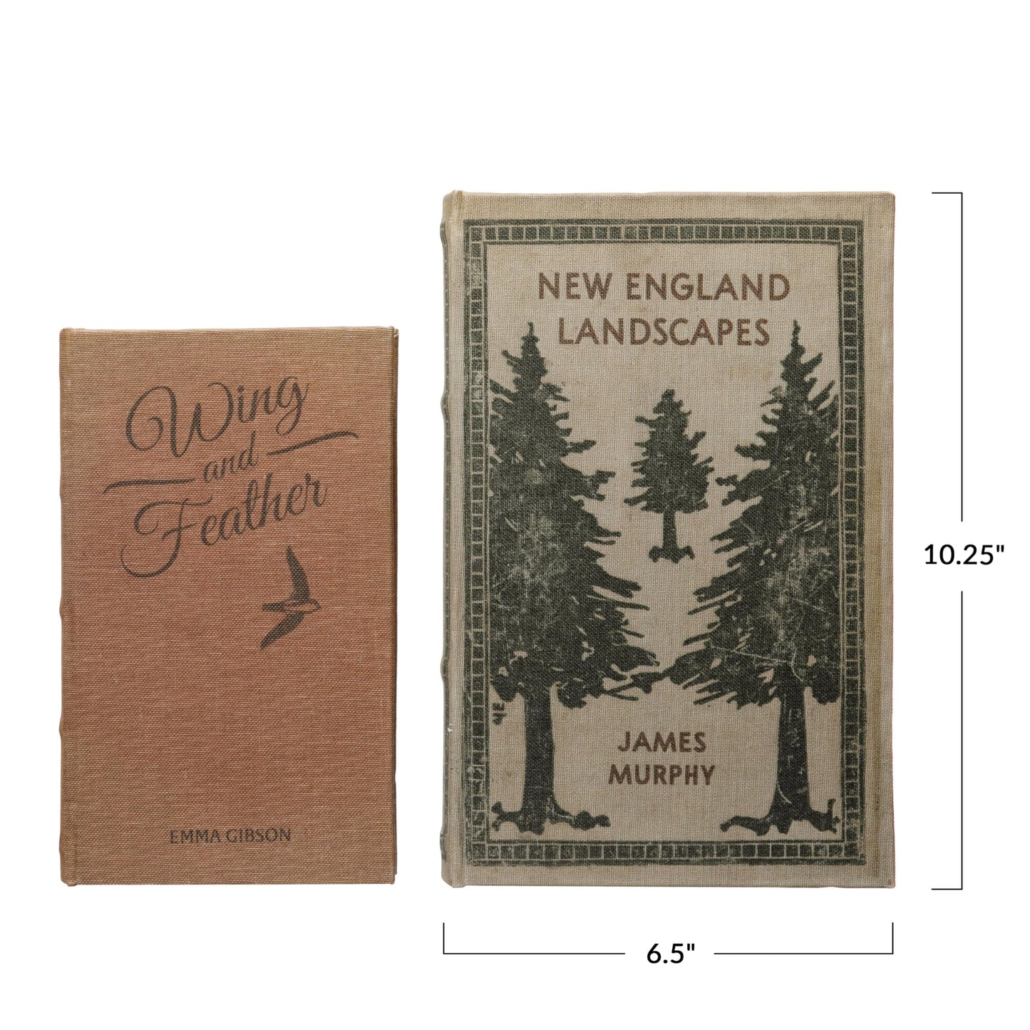 MDF & Canvas Book Storage Boxes, Set of 2 New England Landscapes