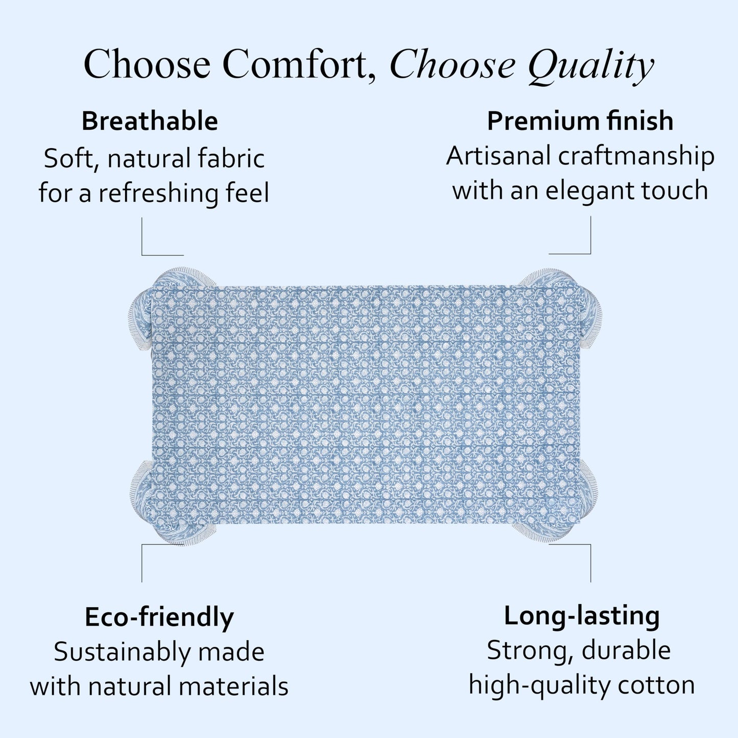 CPC Azure Regal Tablecloth 100% Cotton 70x118 Inch Indian Block Print Rectangle Table Cover, Table Cloth for Gifting in Weddings, Halloween, Fall, Christmas, Thanksgiving