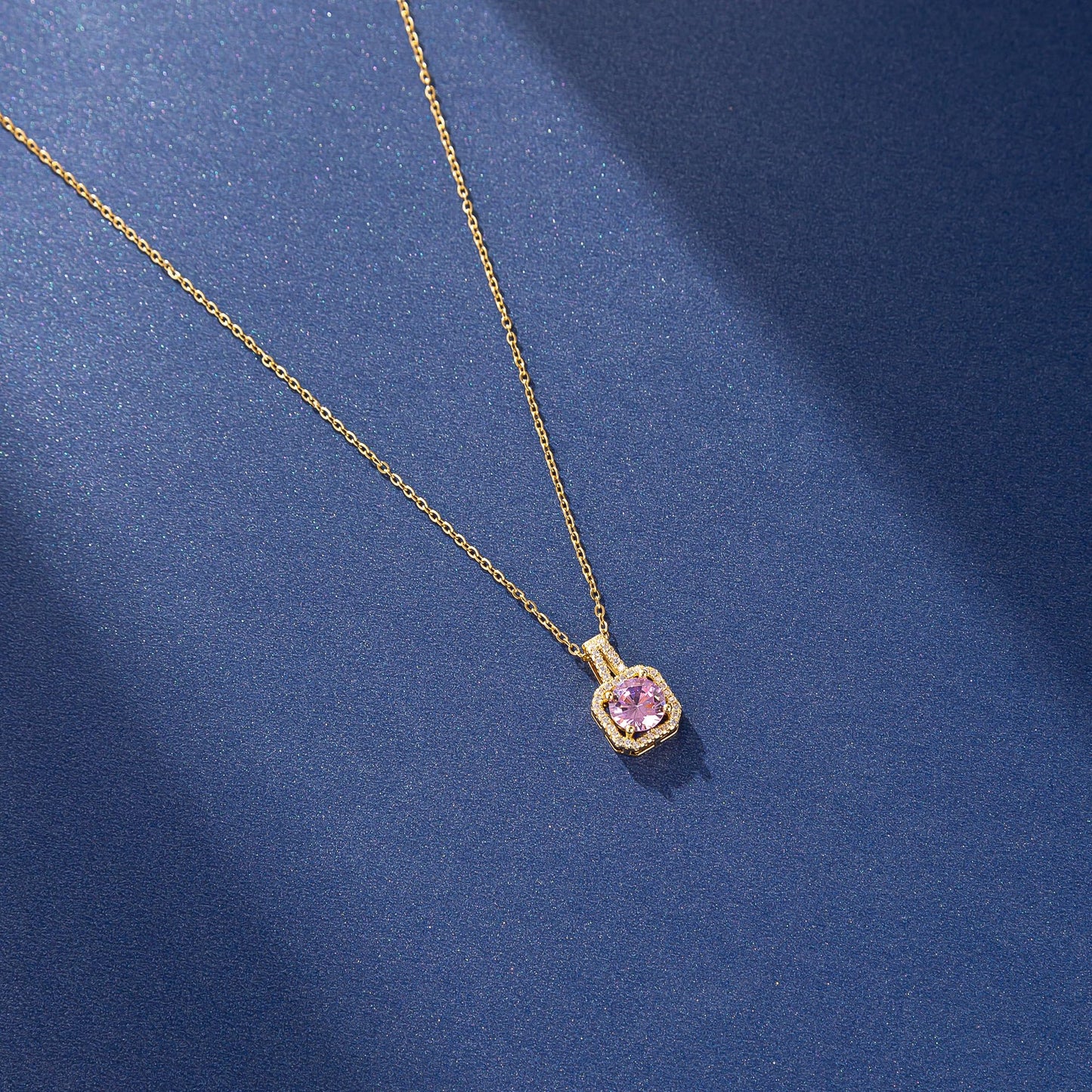 4pcs Wedding Jewelry Sets for Bride & Bridesmaid - Gold Plated Pink Cubic Zirconia Pendant, Earrings, Link Tennis Bracelet & Open Ring