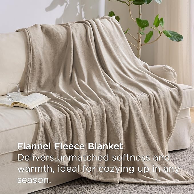 Bedsure Twin Comforter Set Beige, 6 Pieces Prewashed Twin Size Bed in a Bag with Soft Fleece Bed Blanket, Down Alternative Bedding Set for All Seasons, Sheets, Pillowcase & Sham