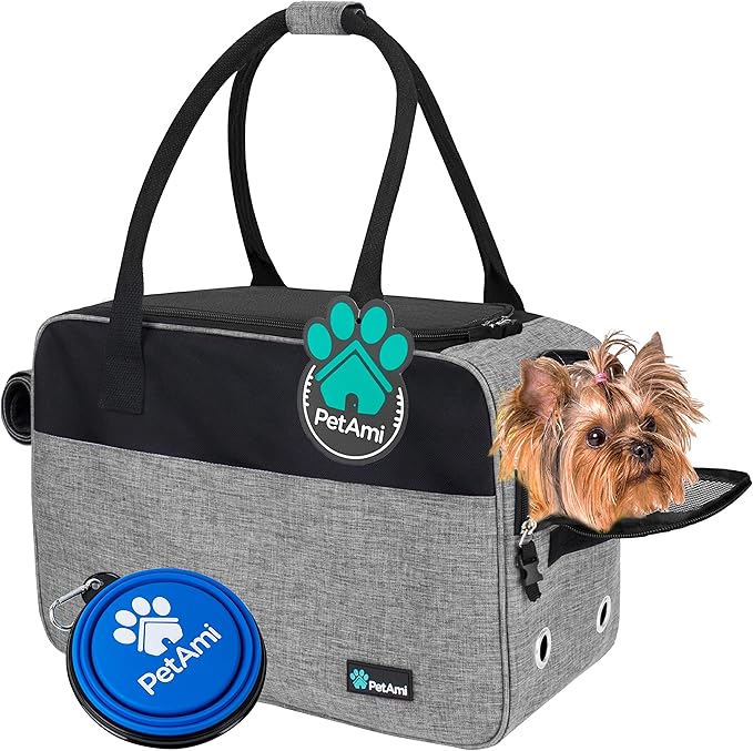 PetAmi Small Dog Purse Carrier with Pockets, Airline Approved, Chevron Teal