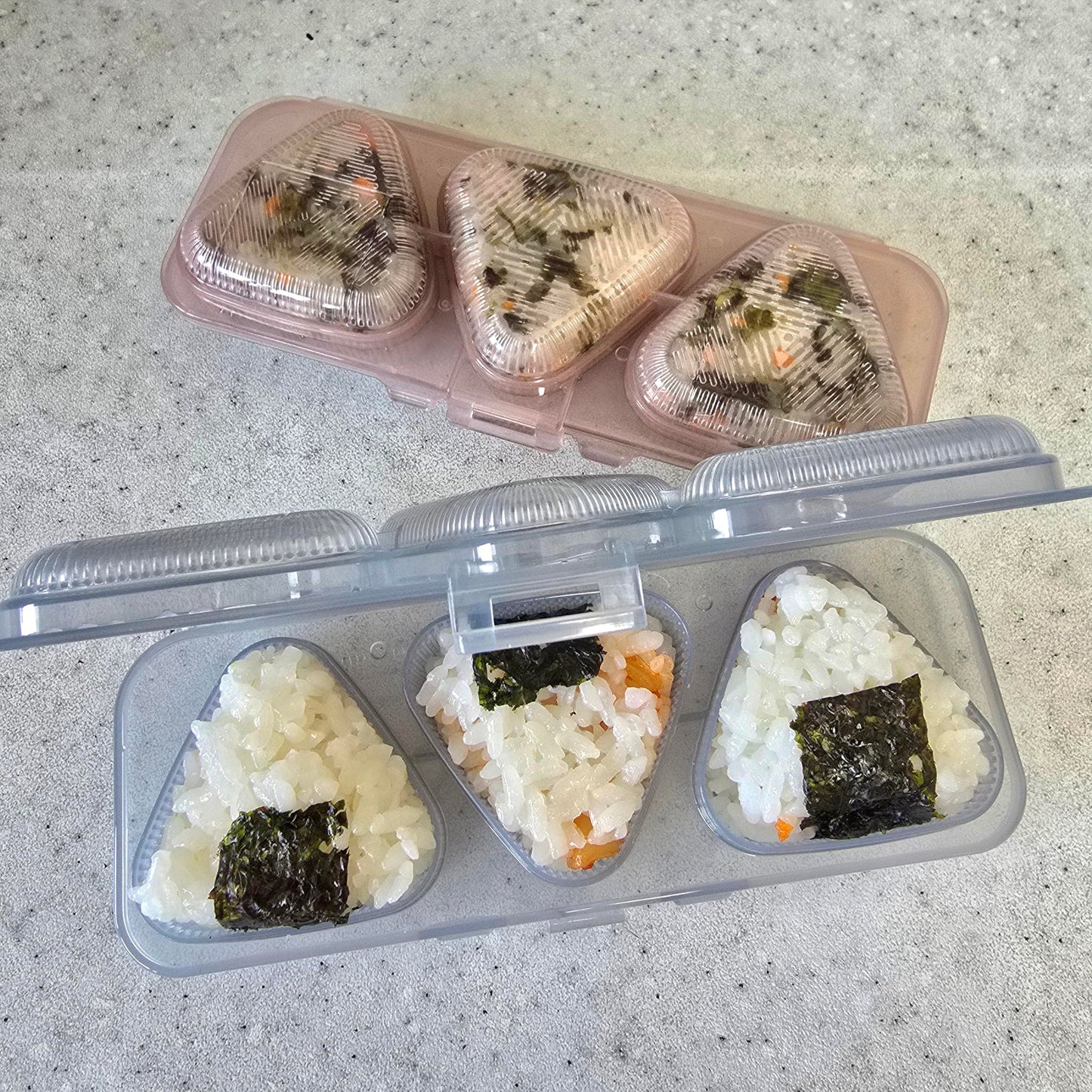 Japanese Rice Ball Mold Set, 2 Pack Mini Triangle Sushi Makers, 3-Grid Rice Ball Shaper, Bento Lunch Tool, Reusable Polypropylene Kitchen Gadget, Dishwasher Safe, Made in Japan