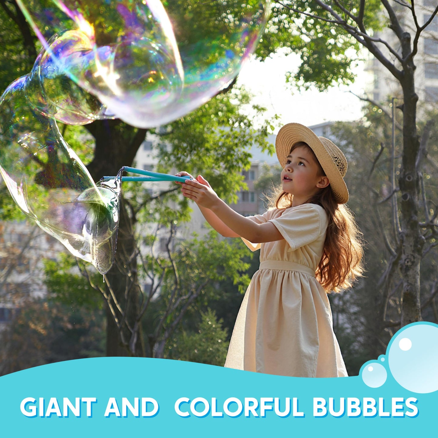 SYNCFUN Giant Bubble Solution (Up to 4.5 Gallons), 6 Pouches Concentrated Solution Refill for Bubble Machine, Wands, Blower, Easter, Outdoors Activity