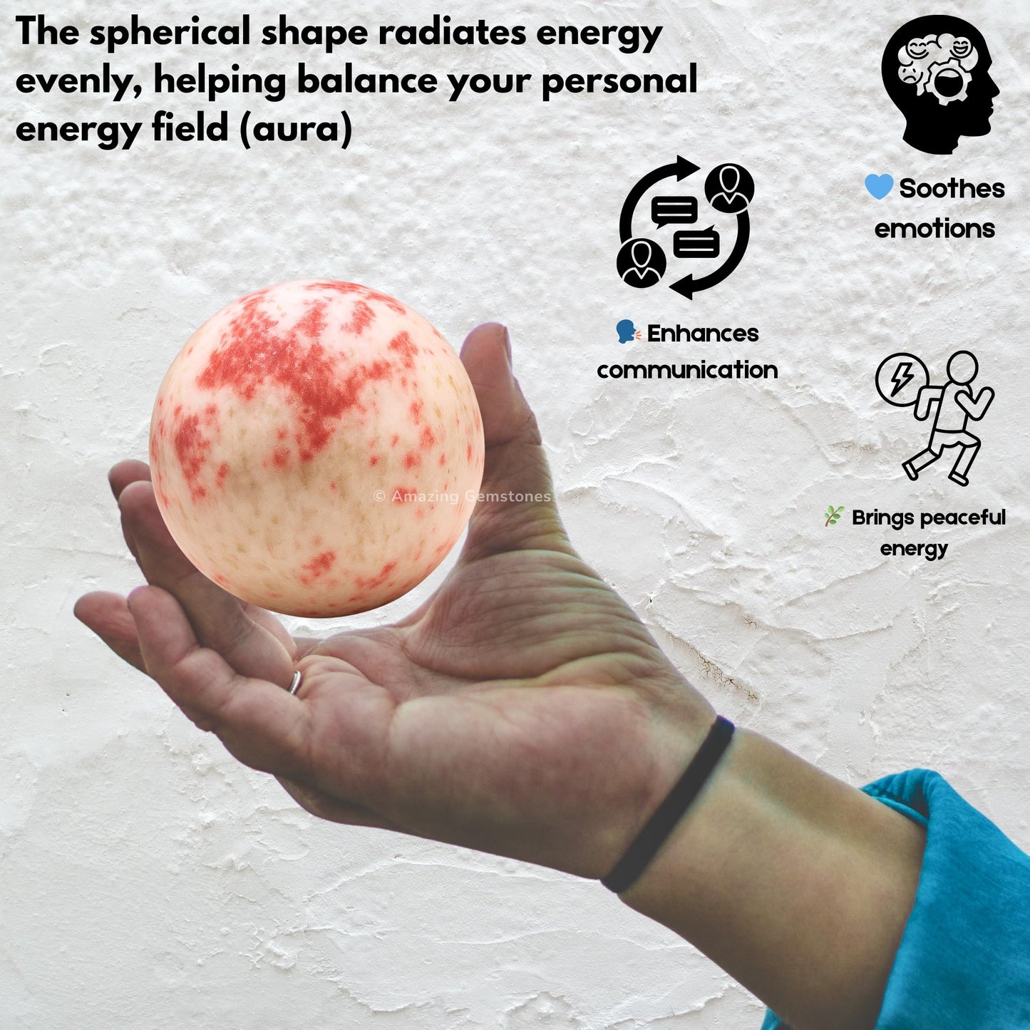 Amazing Gemstone Cinnabarite Crystal Ball with Stand - 2 Inches Crystal Sphere Meditation Balls for Witchcraft and Decorative Balls