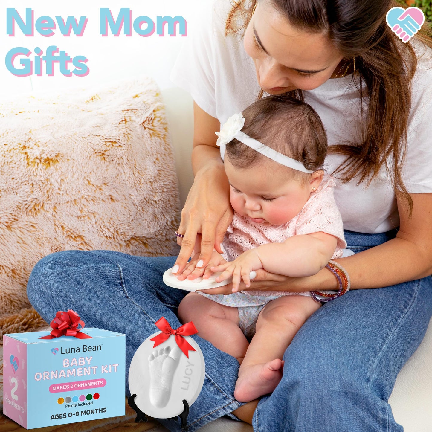 Casting Keepsakes Baby Handprint Ornament Making Kit (Includes Paint Set) Ornament Making Kit for Kids - Baby Hand and Footprint Clay