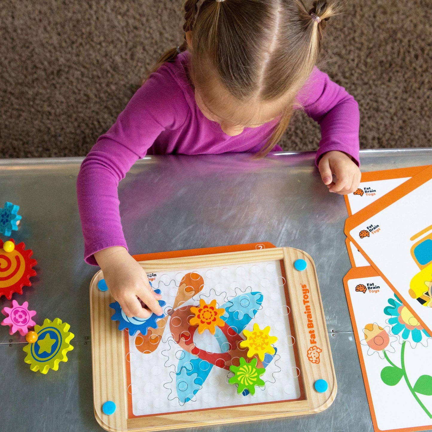 Fat Brain Toys Go Go Gears! - Wooden Size-Matching Puzzle for Preschoolers Ages 3+