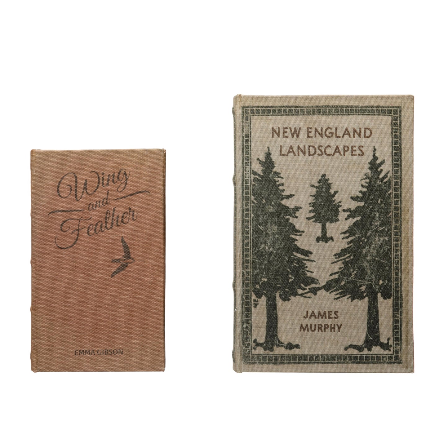 MDF & Canvas Book Storage Boxes, Set of 2 New England Landscapes