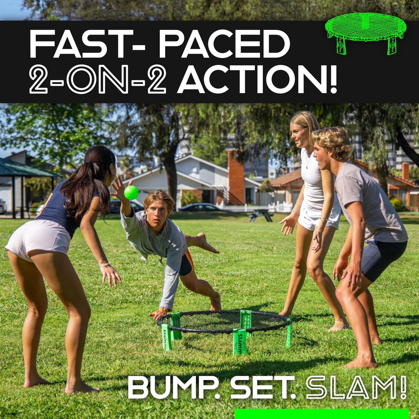 GoSports Slammo Game Set (Includes 3 Balls, Carrying Case and Rules) - Outdoor Lawn, Beach & Tailgating Roundnet Game