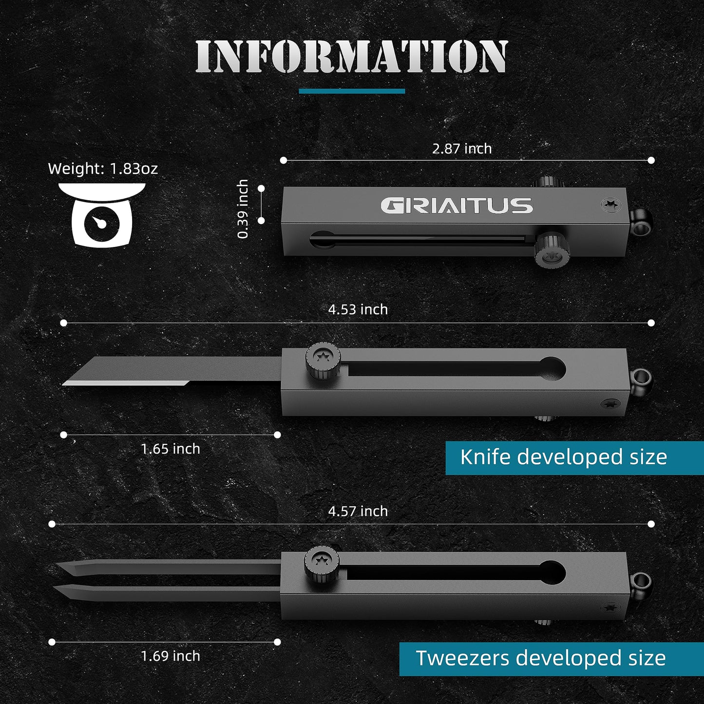 EDC Tweezers Precision Pocket Knife 2 in1 Keychain Multitool Knives Retractable Premium Anti-Static for Splinters, Craft, Jewelry, Soldering, Outdoor, Laboratory Work (Silver)
