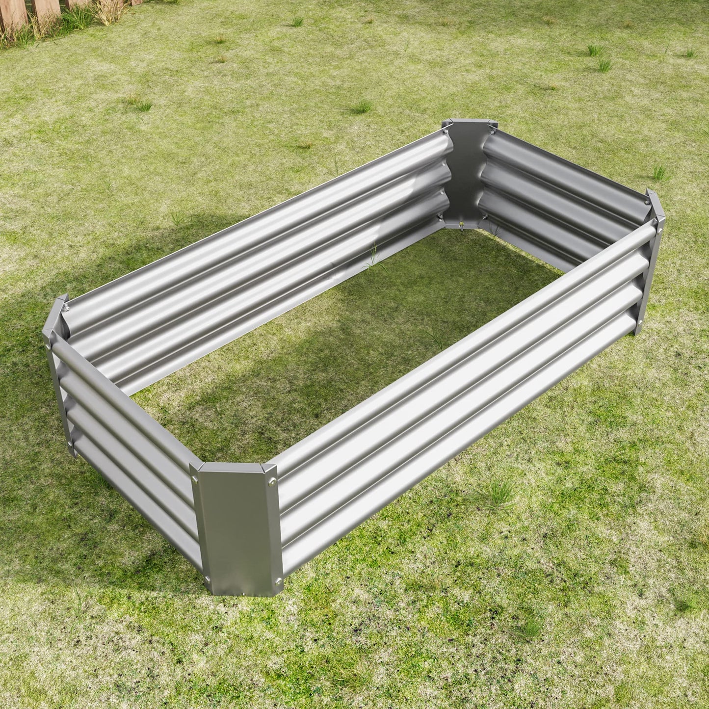 Metal Raised Garden Bed 4×2×1ft, Rectangle Galvanized Planter Box with Open Bottom for Vegetables, Flowers, Herbs, Outdoor Gardening, Silver