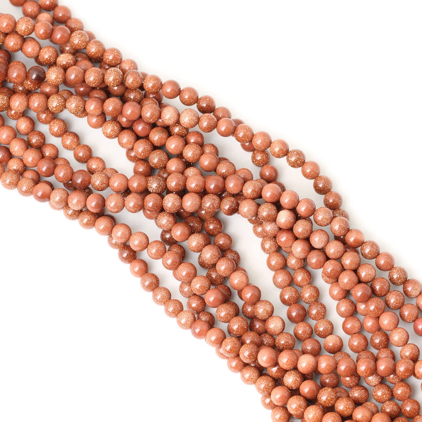 CHEAVIAN 60PCS 6mm Gold Sandstone Gemstone Round Loose Beads for Jewelry Making 1 Strand 15"