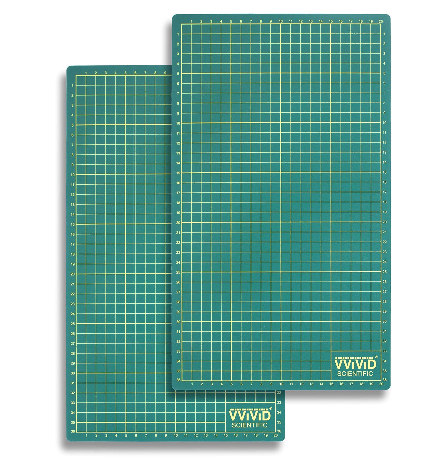VViViD Green Self-Healing 14 Inches x 8.25 Inches Gridded & Ruled Cutting Mat 2-Pack For Arts, Crafts & Drafting