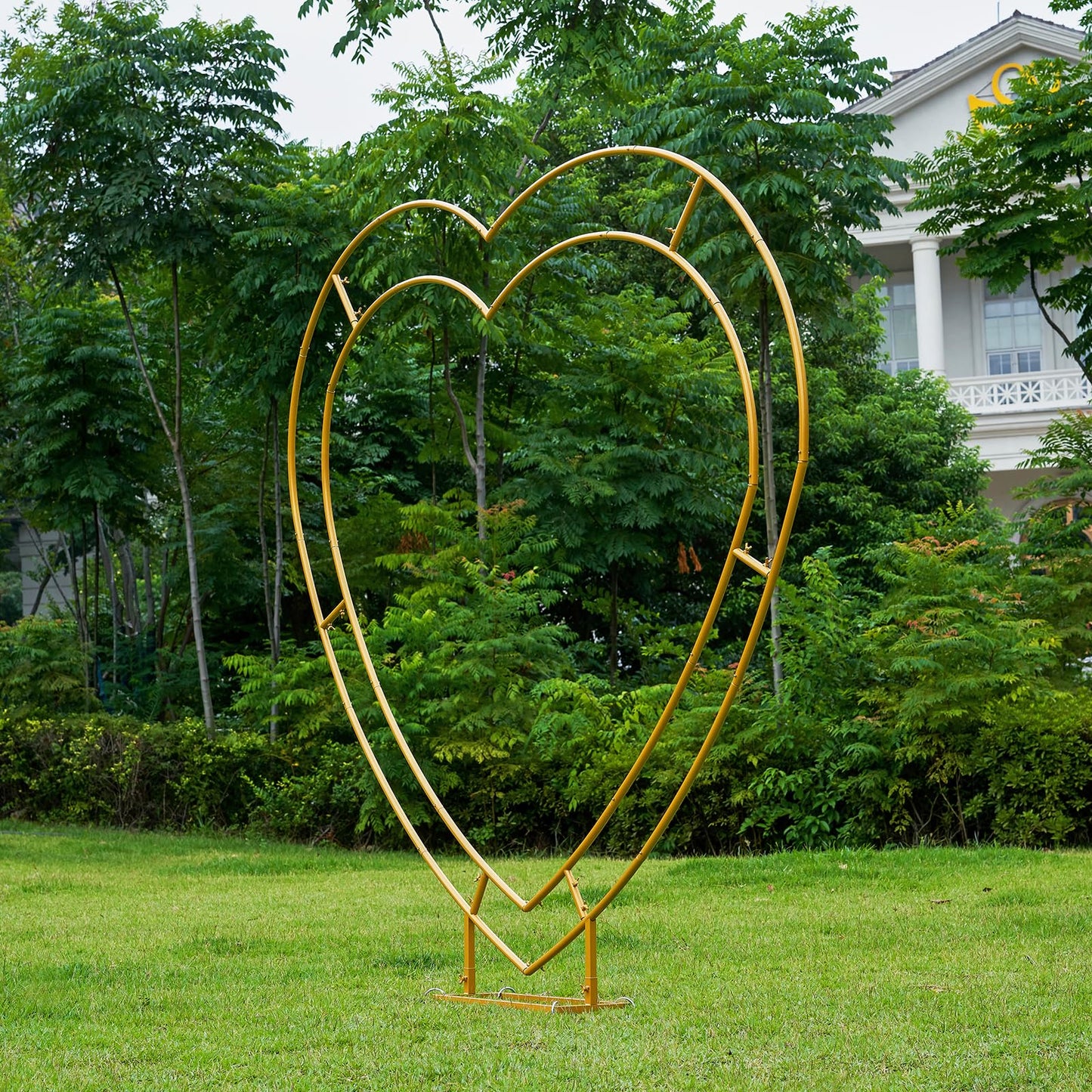 Heart Shaped Balloon Arch Stand for Proposal, 6.7FT Large Metal Heart Arch Frame for Wedding Backdrop, Love Flower Arch Decor for Engagement Party Display (Gold)