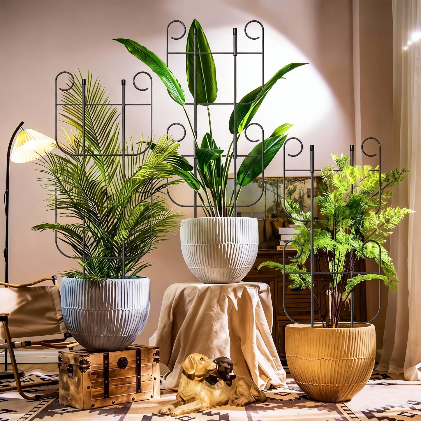 4 Pack Trellis for Climbing Plants Indoor, Expandable Small Metal Trellis for Potted Plants, Flowers Vine Ivy, Sturdy Houseplant Pothos Plant Climber Support