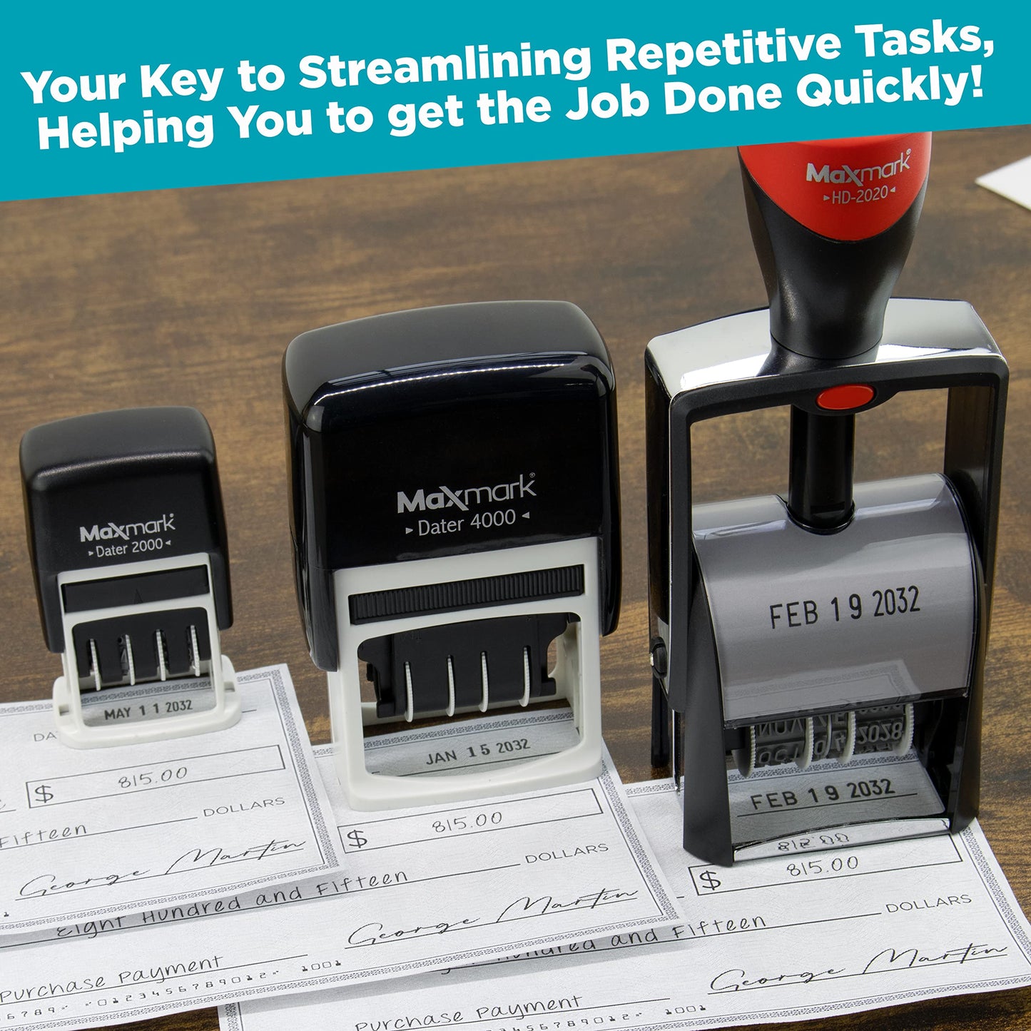 MaxMark 2000 Dater Self Inking Date Stamp - Blue